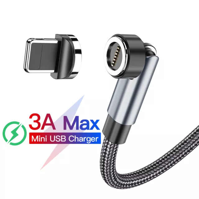 360 Magnet Schnellladekabel 3A QC 3.0 Typ-C iPhone 15 iPad Micro USB Daten Kabel