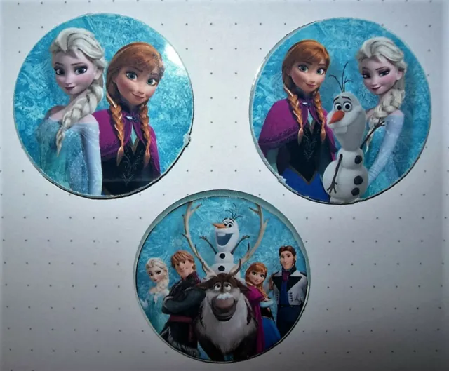 3 x Frozen Magnetpin 4 cm Die Eiskönigin Elsa Anna + Freunde