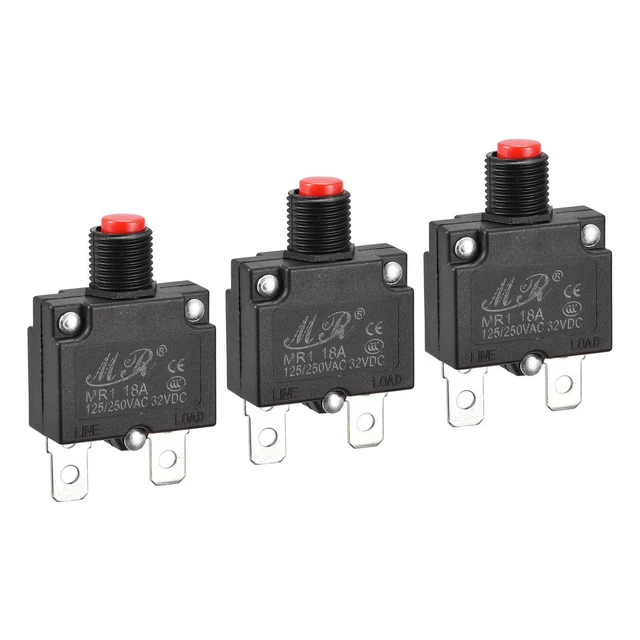 Circuito Sovraccarico Protettore 18A AC125/250V DC32V Premi Pulsante 3pzs