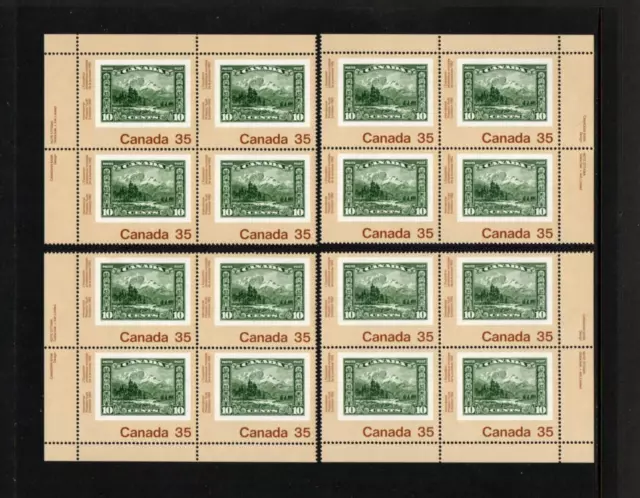 Canada Mt Hurd Matched Set of 4 Plate Blocks Mint NH