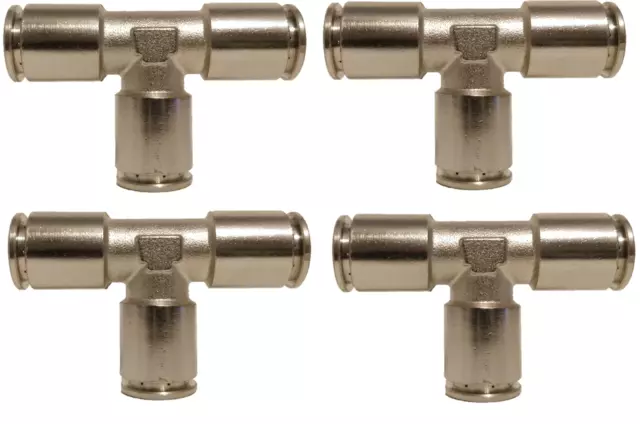 4 Air Suspension System Fittings 1/2" Air Hose Push In To 1/2" 3 Way Tee Union