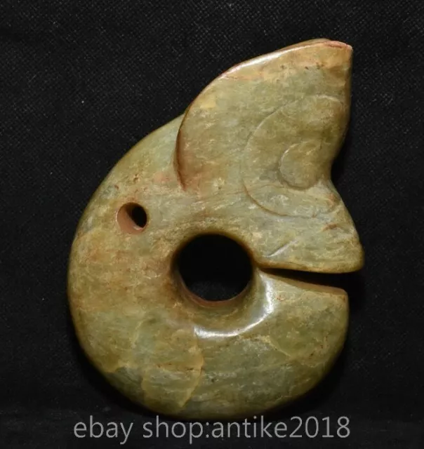 5.2" Old Chinese Jade Carved Hongshan Culture Pig Dragon Statue Amulet Pendant