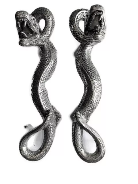 2 SNAKE Python silver plated over brass door PULL hollow house PULL handle 35cmB