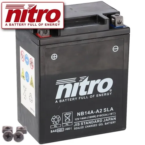 Motorrad Batterie Nitro YB14A-A2 GEL geschlossen, 12V|14Ah|CCA:190A 134x89x176mm
