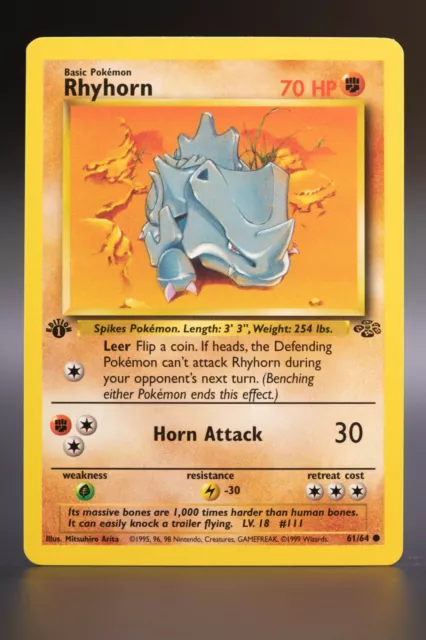 4. Rhyhorn - 61/64 - 1st Edition Jungle - Pokemon WOTC Mint/ Near Mint