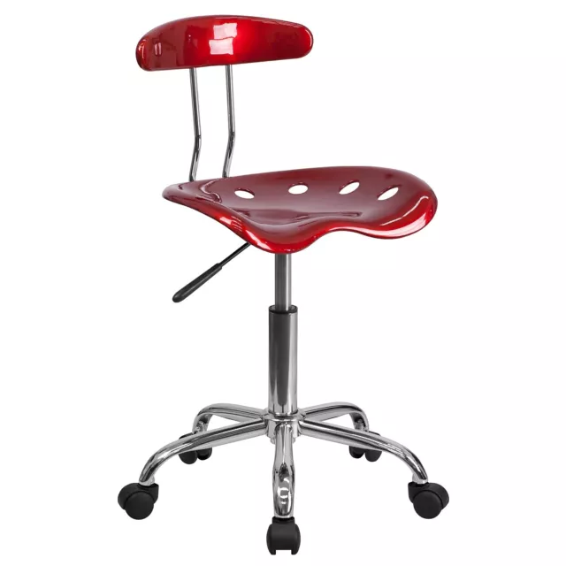 Flash Furniture Vibrant Computer Stool with Tractor Seat Wine Red LF214WNRED