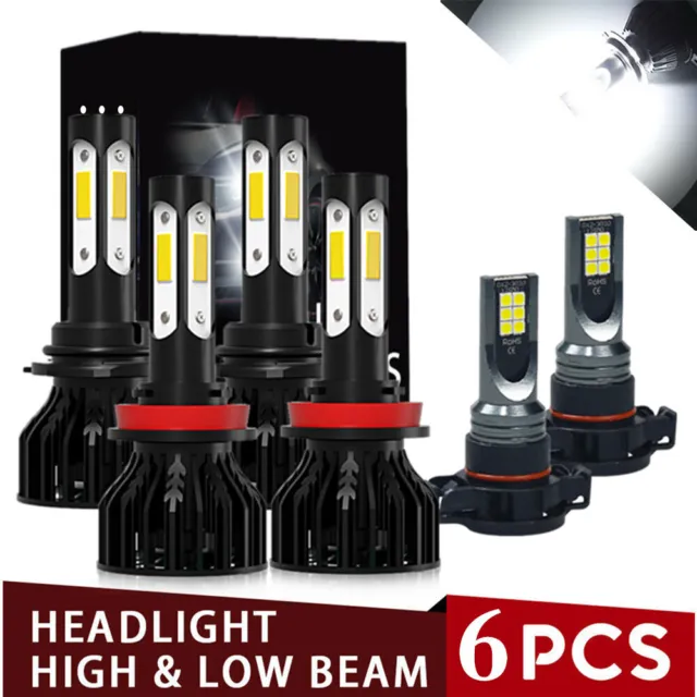 For Chevy Suburban 2500 2007-2013 LED Headlight Bulbs Hi+Lo Beam+Fog Light Combo