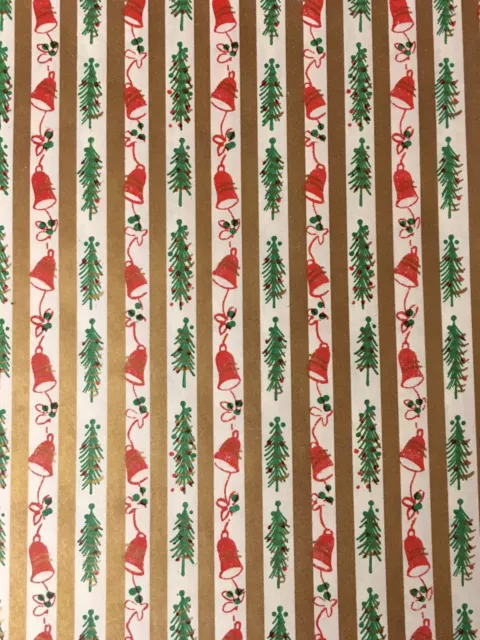 VTG CHRISTMAS WRAPPING PAPER GIFT WRAP RED WHITE BLUE ORNAMENTS NOS 24 X  28