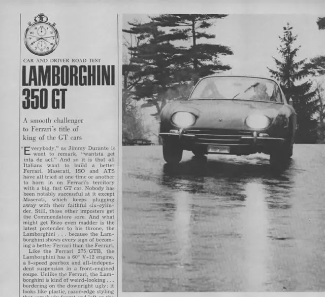Print Article 1965-1966 Lamborghini 350 GT-Road Test Results Specs Car & Driver