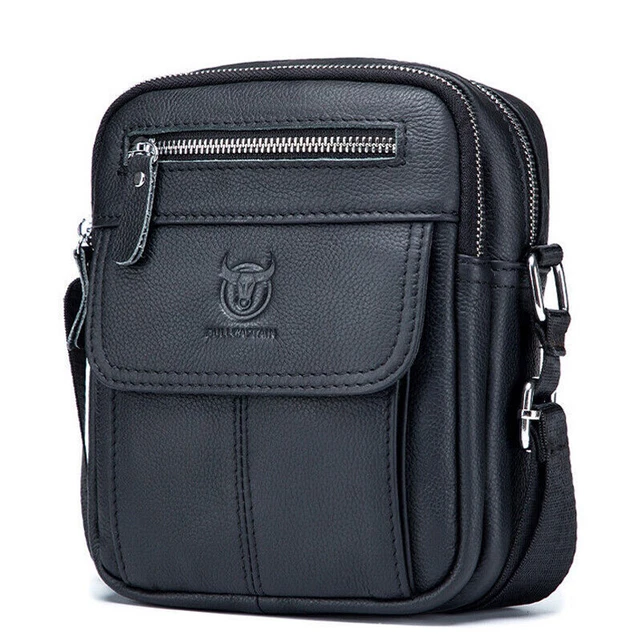 Mens Genuine Leather Sling Shoulder Messenger Bag Business Small Crossbody Bag Q