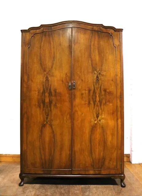 Antique vintage Queen Anne style double door arched wardrobe