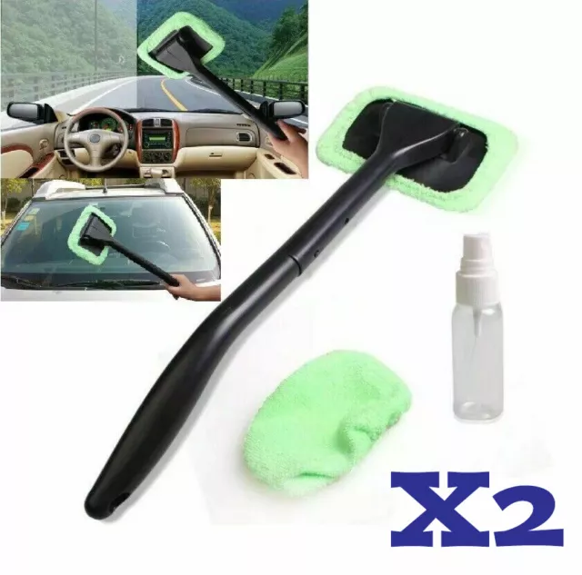 2X MicroFiber Windshield Clean Shine Car Auto Wiper Cleaner Glass Window Brush