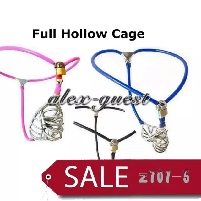 Stainless Steel Full Hollow Cage Invisible Chastity Belt Bondage Underwear Male