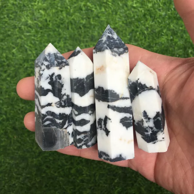 2.2LB Natural quartz zebra stone hand polished obelisk reiki healing 10-16pc