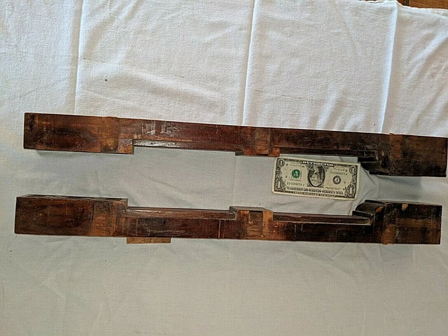 Pr 26" Square Reeded Decorated Columns Architectural Salvage Carved Wood 7