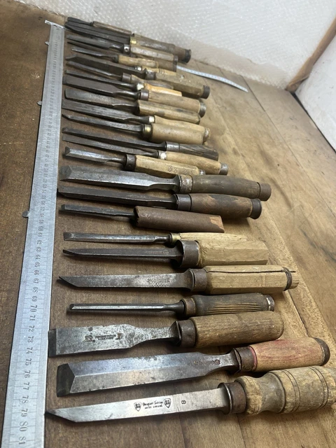 OUTILS ANCIENS, LOT de ciseaux de tailleur de pierre fait dans des