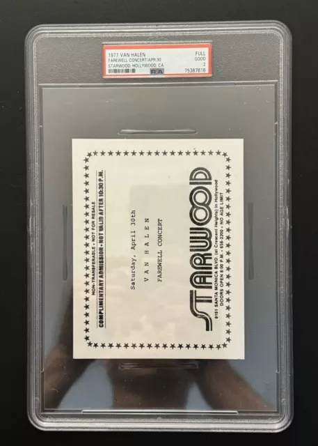 (Psa 2) 1977 Van Halen  “Full Ticket” Starwood Hollywood *Low-Pop Under-Graded🔥