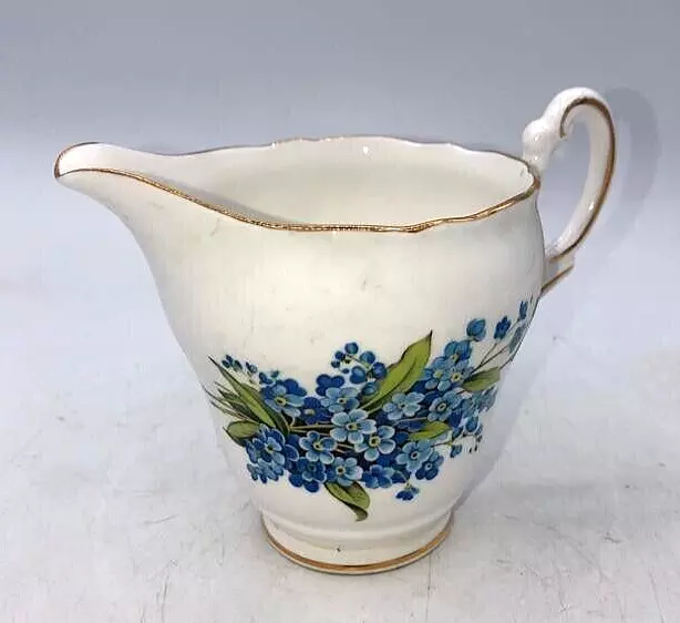 ✅Vintage Regency English  Bone China Creamer Milk Jug Blue Ditsy Flowers ✅