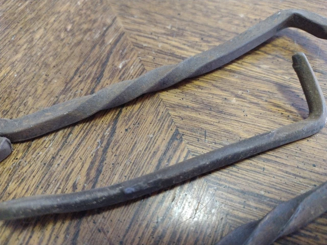 EARLY 1800s Hand Forged Twisted Latch Hook Barn Door Gate Hardware Salvage LOT 3 3