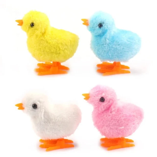 RANDOM COLOR WIND Up Chick Jumping Plush Animals Toy Easter Running ...