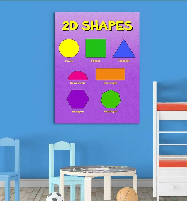 2D SHAPES - Childrens Basic Learn Wall Chart Educational Childs Poster ...