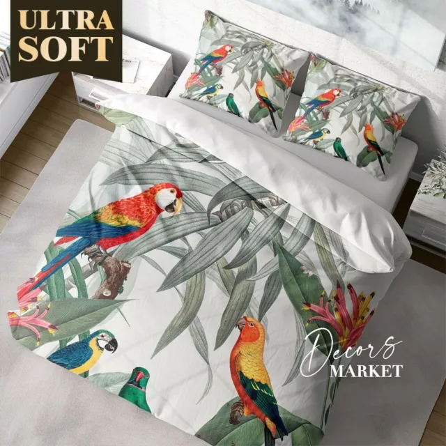 Parrots Branches Animals Birds Quilt Cover Doona Duvet Cover W 2 Pillowcases