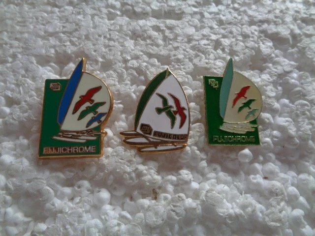 Job lot of 3 Fuji colour sport camera film shaped metal lapel pins