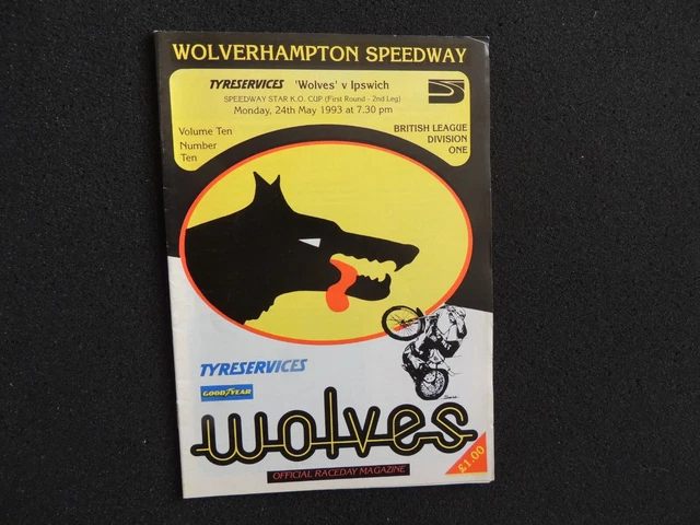 Wolverhampton Speedway v Ipswich 24th May 1993 Raceday Programme