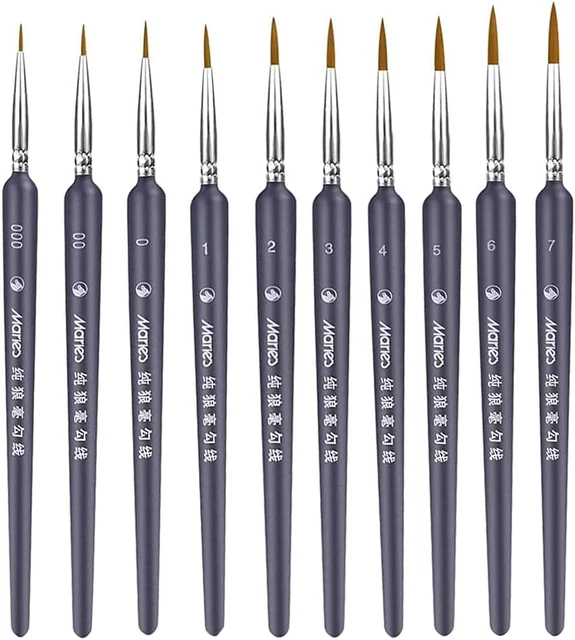 Pennello Di Dettaglio, 10Pcs Set Di Pennelli Da Pittura Miniatura Pennelli Acque