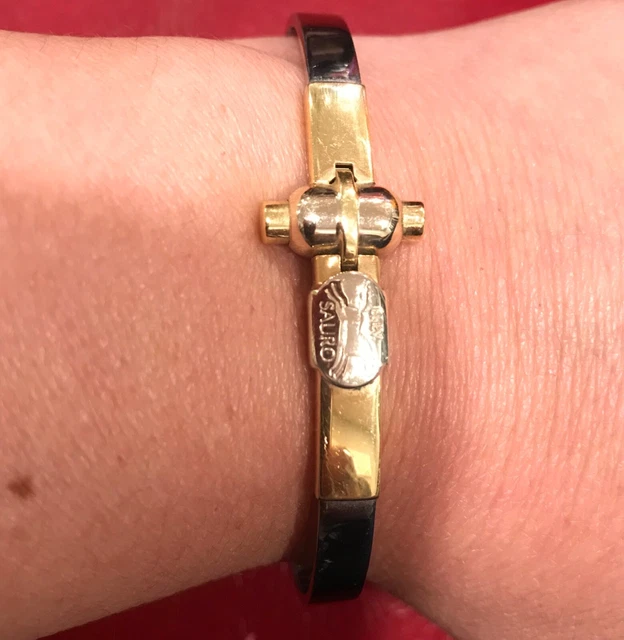 Mens Steel and Gold Braclet with Diamonds by Sauro Italy at 1stDibs