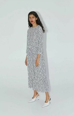 Zara White Black Polka Dot Print Spotted THAT DRESS Size M Dress Soldout Rare