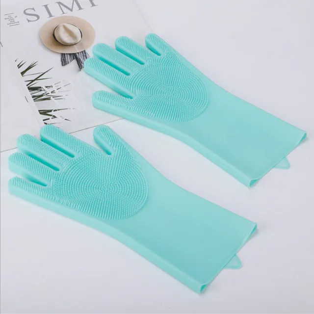 1Pair Dishwashing Cleaning Gloves Magic Silicone Rubber Dish Washing Glove