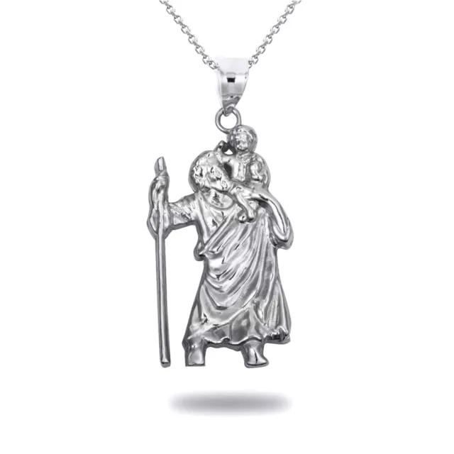 10k Solid Gold Saint Christopher Patron Saint of Travellers Pendant Necklace