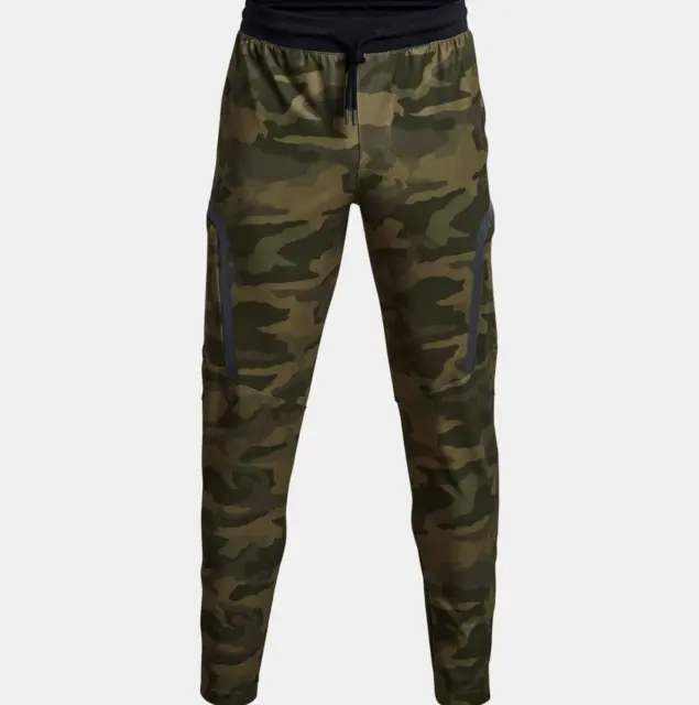 Under Armour Elite Cargo Pants Men's Large Green Black Camouflage UA Sport Storm