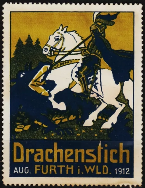 alte reklamemarke 1912 drachenstich zu furth im wald     /0407