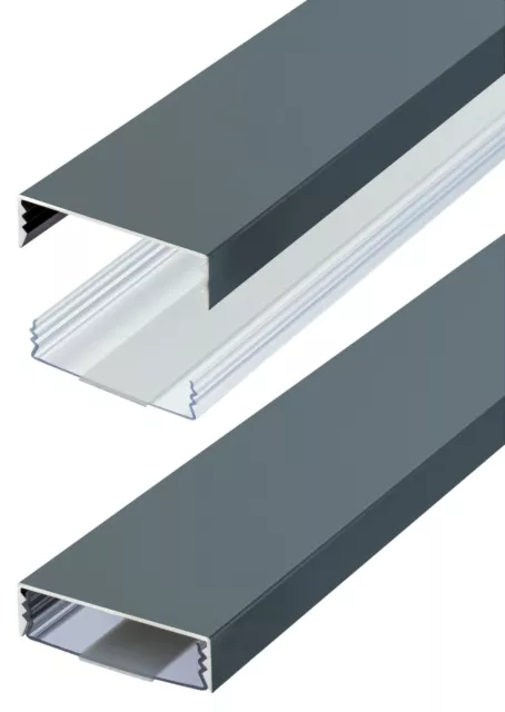 Flacher Design Aluminium Kabelkanal in Anthrazit Seidenm RAL7016 - Selbstklebend