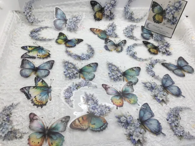 30 stunning butterfly & flower stickers , junk journal, scrapbooking, ephemera,