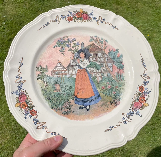 Grand Plat Carré Ancien – Faïence Lorraine Sarreguemines – France – Vintage