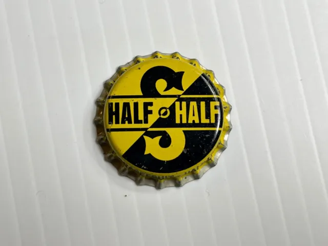 Vintage - Half & Half Soda Bottle Cap *Cork Back* (Yellow / Black In Color)