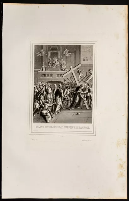 1853 - Supplice de la croix - Vie de Jésus Christ - Gravure