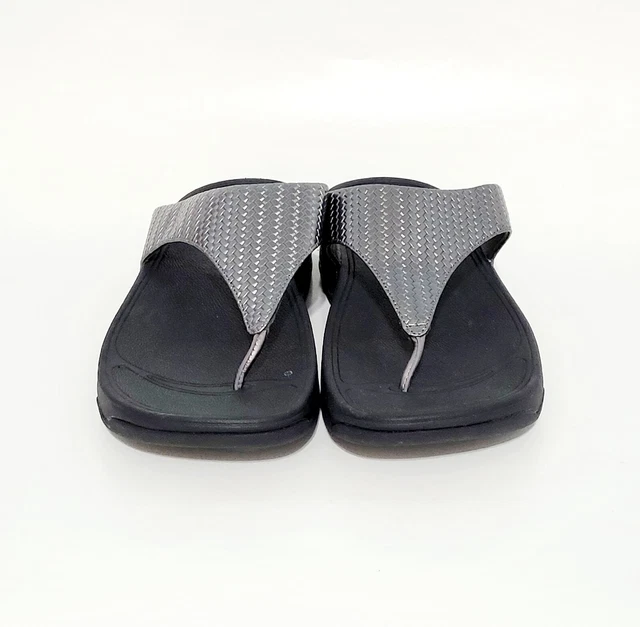 FitFlop Lulu Weave Pewter Thong FlipFlops Slides Sandals Shoes Wms 11US 43EU 3
