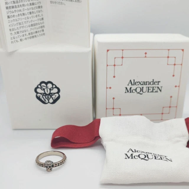 [NEW]Alexander McQUEEN Pave Skull Ring Swarovski Rings Size US6.5-7