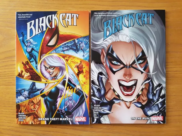 Black Cat Vol 1 + 2 Graphic Novels - Grand Theft Marvel, On The Run - Spider-Man