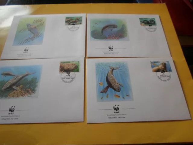 Vanuatu 1988 Wwf Lamantins Dugong 4 FDC Enveloppes Premiers Jour