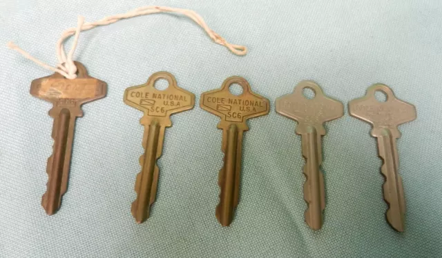 Lot of 4 Vintage Cole National USA Keys SC6 Series