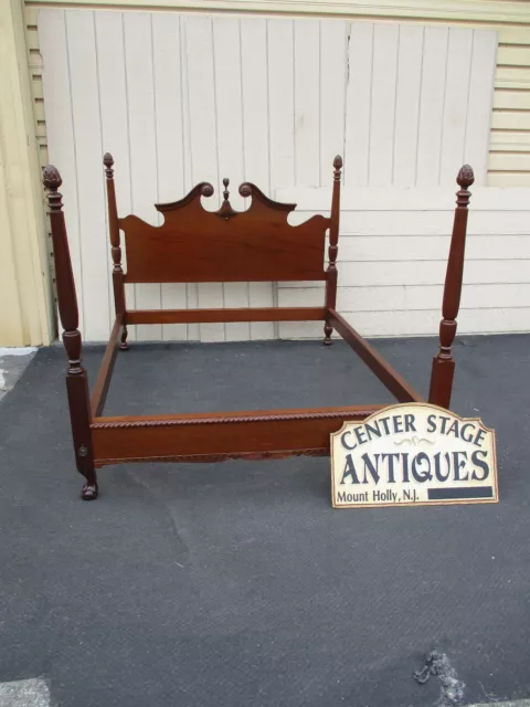 64237  Antique Solid Mahogany Poster Bed with Rails