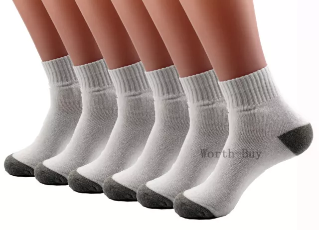 New Mens 3-12 Pairs Ankle Quarter Crew Socks Cotton White Gray Sports Size 10-13