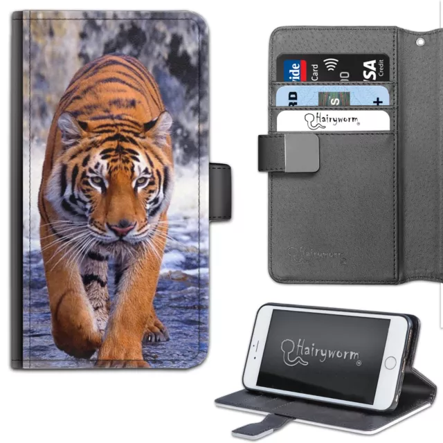 Hairyworm Tiger Waterfall Deluxe PU Leather Wallet Phone Case;Flip Phone Case