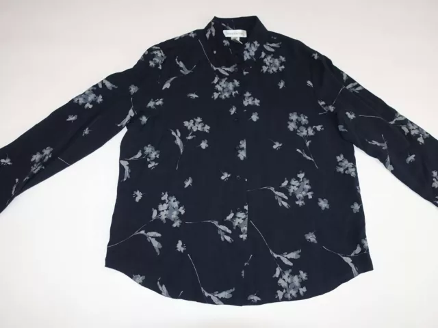 Jones New York Women's 100% Silk Shirt Size 14 NWT Long Sleeves Black Floral Top