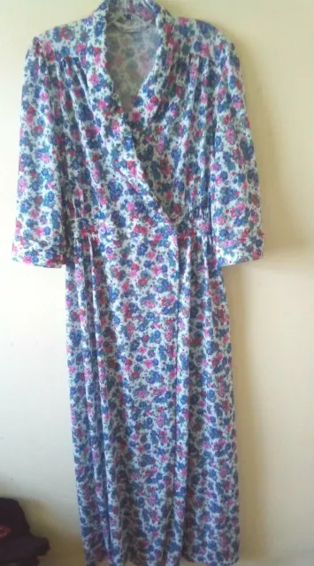 Vintage 90s Blue Robe Sz 8 10 Pink Ditsy Floral St Michael M&S Cottagecore